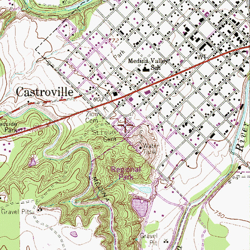 Topographic Map of Saint Louis Cemetery, TX