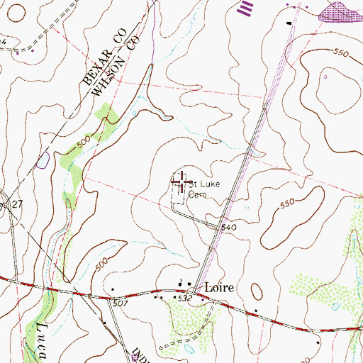 Topographic Map of Saint Luke Cemetery, TX