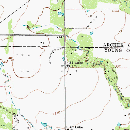 Topographic Map of Saint Luke Cemetery, TX