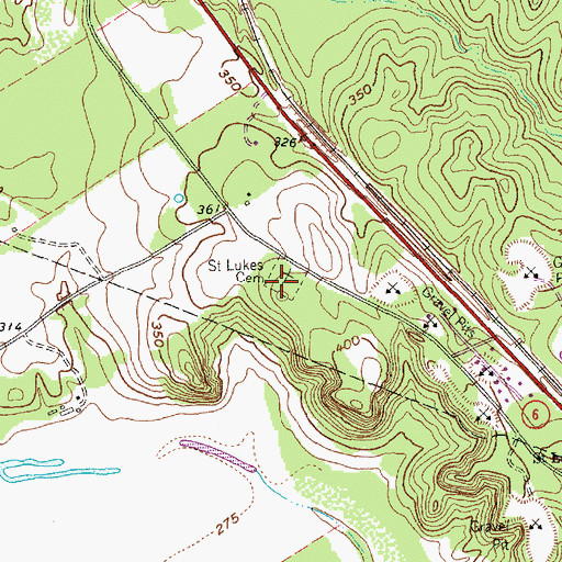 Topographic Map of Saint Lukes Cemetery, TX