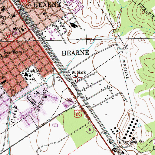 Topographic Map of Saint Mark Church, TX