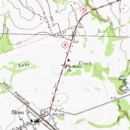 Topographic Map of Saint Marks Church, TX