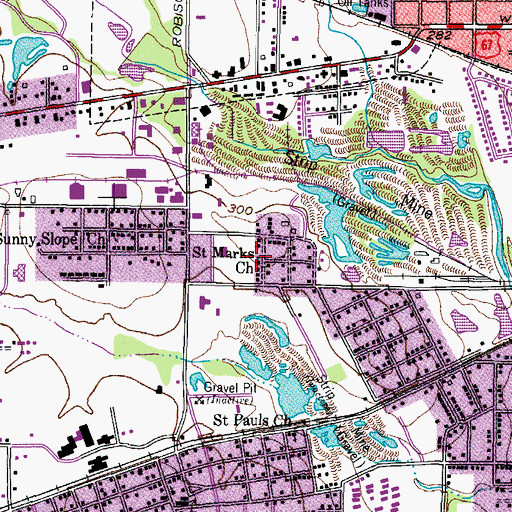Topographic Map of Saint Marks Church, TX