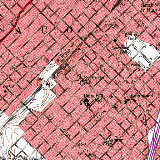 Topographic Map of Saint Marks School, TX