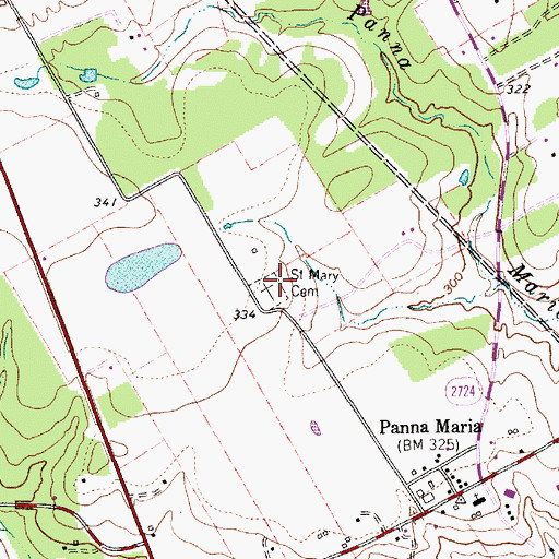 Topographic Map of Saint Mary Cemetery, TX