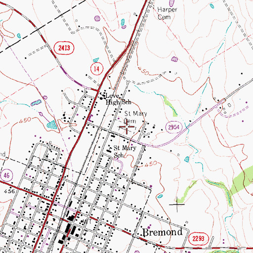 Topographic Map of Saint Mary Cemetery, TX