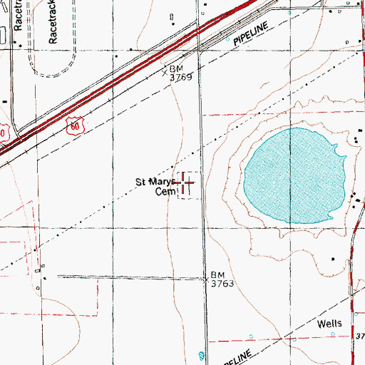 Topographic Map of Saint Mary's Cemetery, TX