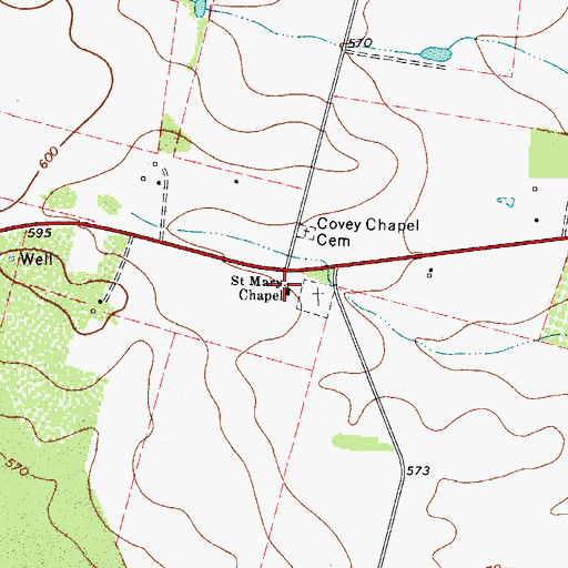 Topographic Map of Saint Mary Chapel, TX