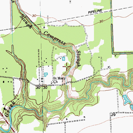 Topographic Map of Saint Mary Church, TX