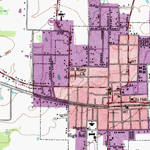 Topographic Map of Saint Mary Church, TX
