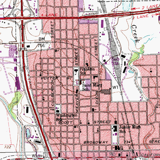 Topographic Map of Saint Mary School, TX