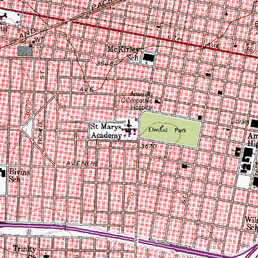 Topographic Map of Saint Mary's Cathedral School, TX