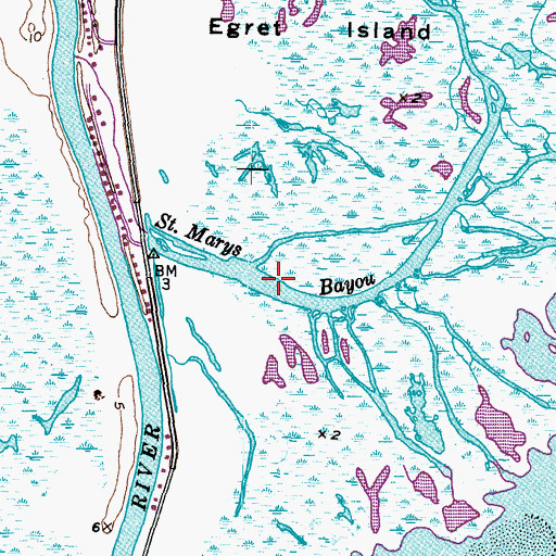 Topographic Map of Saint Marys Bayou, TX