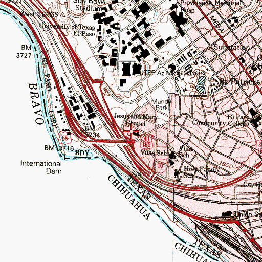Topographic Map of Saint Marys School, TX