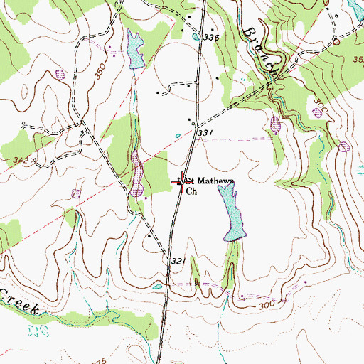 Topographic Map of Saint Mathews Church, TX