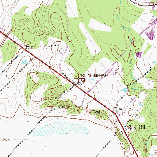 Topographic Map of Saint Matthews Church, TX