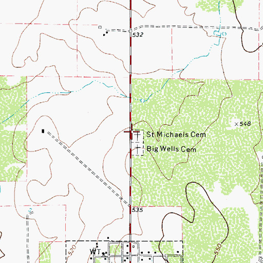 Topographic Map of Saint Michaels Cemetery, TX