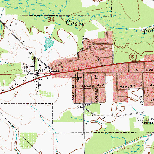 Topographic Map of West End Baptist Church, AL