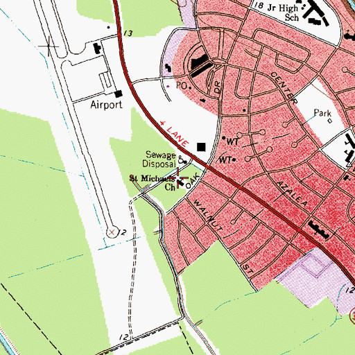 Topographic Map of Saint Michaels Church, TX