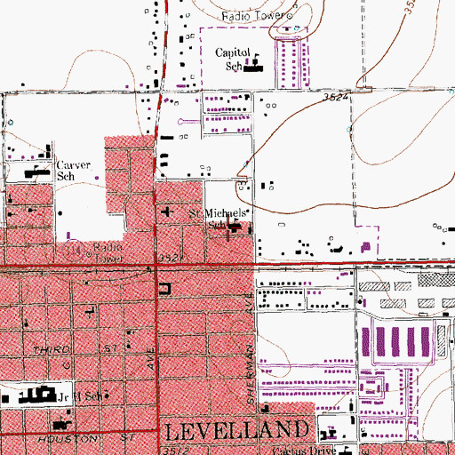 Topographic Map of Saint Michaels School, TX