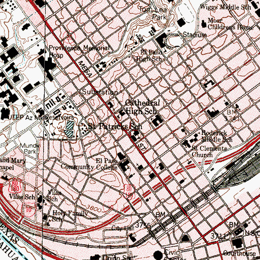 Topographic Map of Saint Patricks School, TX