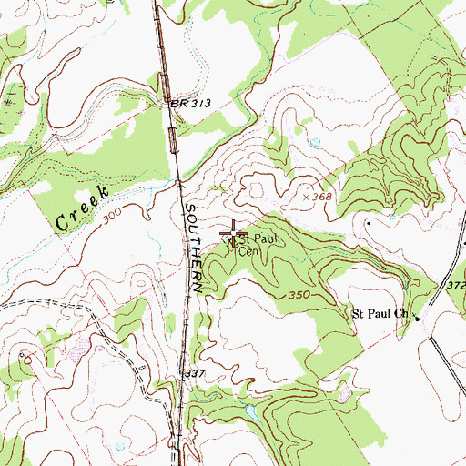 Topographic Map of Saint Paul Cemetery, TX