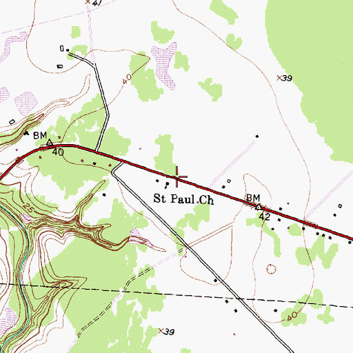 Topographic Map of Saint Paul Church, TX