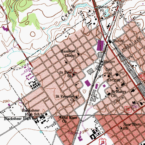 Topographic Map of Saint Paul Church, TX