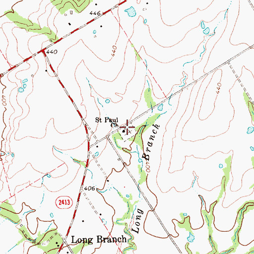 Topographic Map of Saint Paul Church, TX