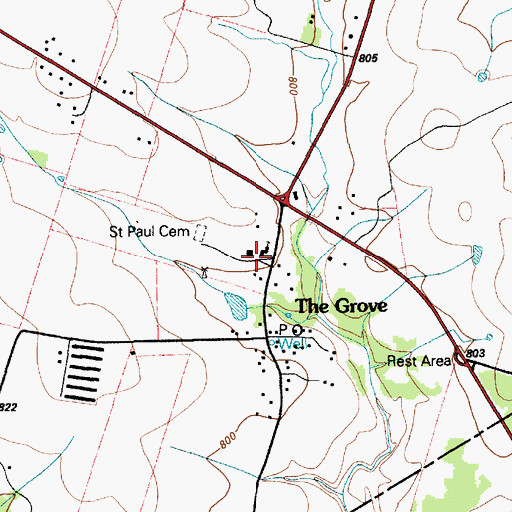 Topographic Map of Saint Paul School, TX
