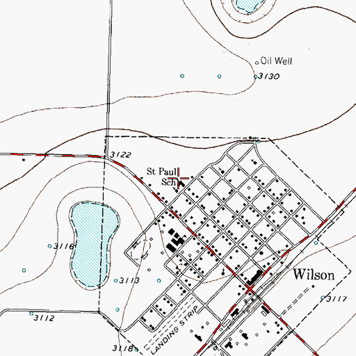 Topographic Map of Saint Paul School, TX
