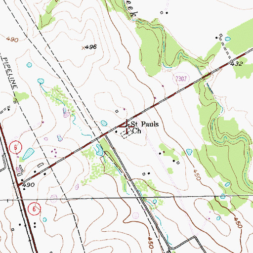 Topographic Map of Saint Pauls Church, TX