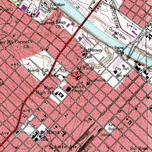 Topographic Map of Saint Pauls Church, TX