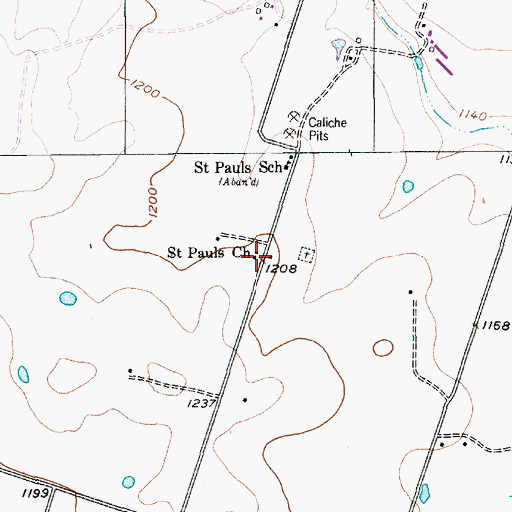 Topographic Map of Saint Pauls Church, TX