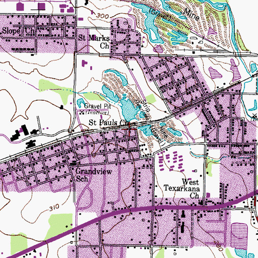 Topographic Map of Saint Pauls Church, TX
