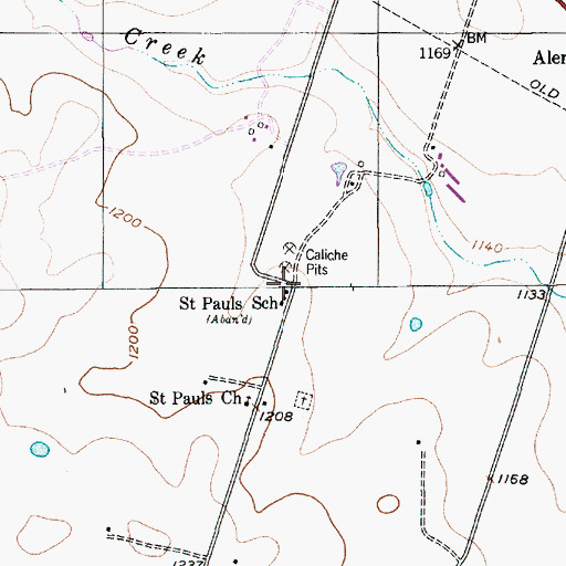 Topographic Map of Saint Pauls School, TX