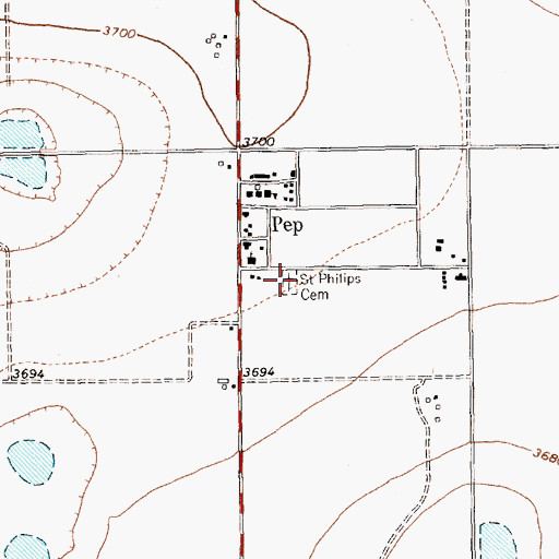 Topographic Map of Saint Phillips Cemetery, TX