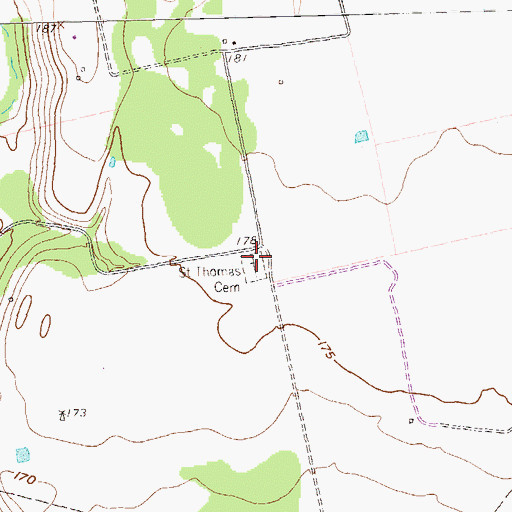 Topographic Map of Saint Thomas Cemetery, TX