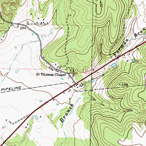 Topographic Map of Saint Thomas Chapel, TX