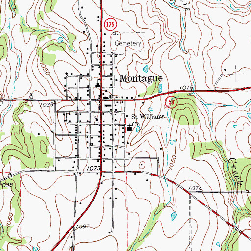 Topographic Map of Saint Williams Church, TX