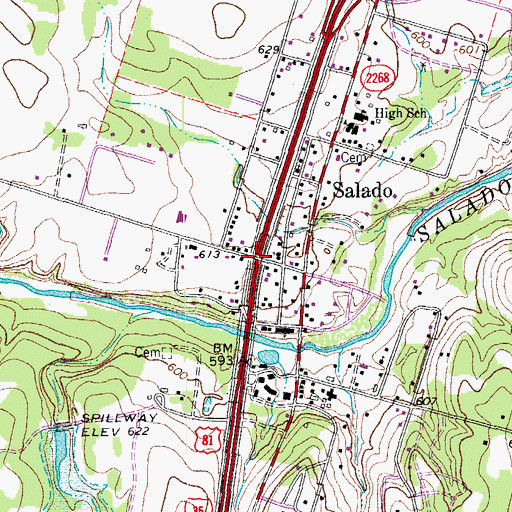 Topographic Map of Salado, TX