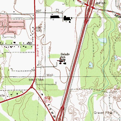Topographic Map of Salado School, TX