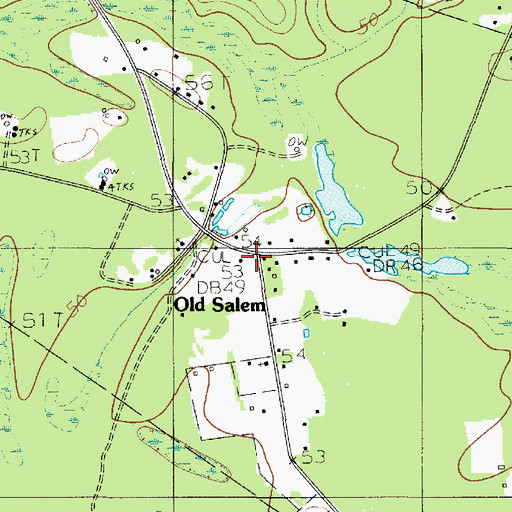 Topographic Map of Salem, TX