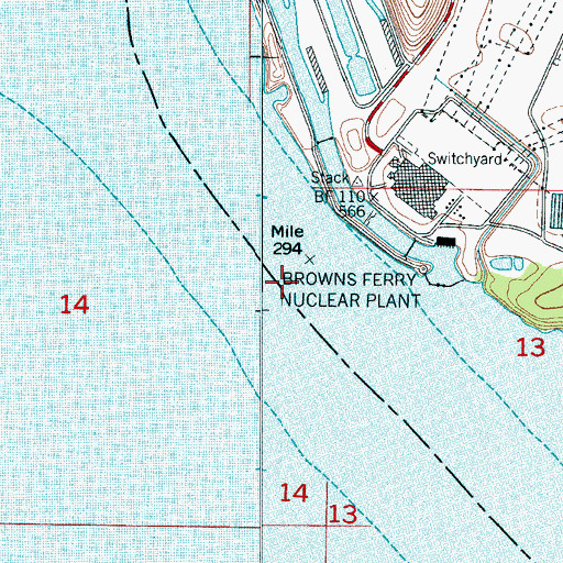 Topographic Map of Browns Ferry (historical), AL