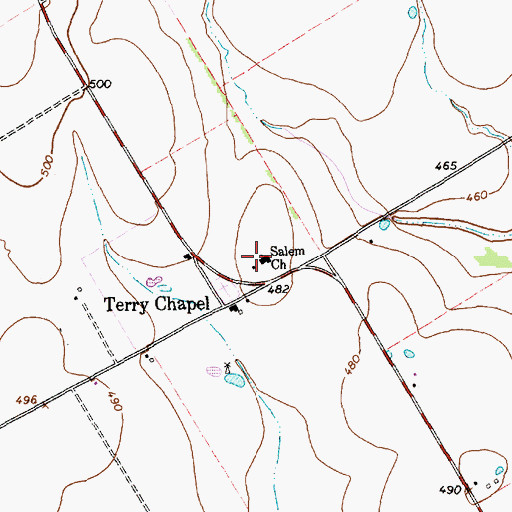 Topographic Map of Salem Church, TX