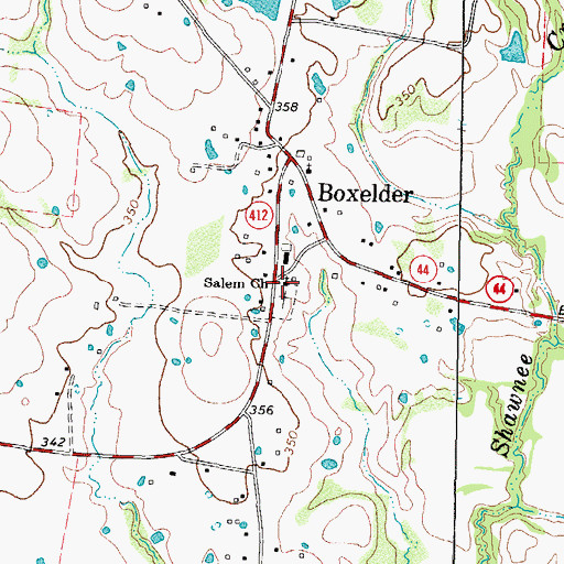 Topographic Map of Salem Church, TX