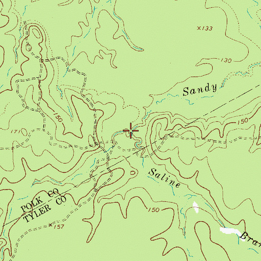 Topographic Map of Saline Branch, TX