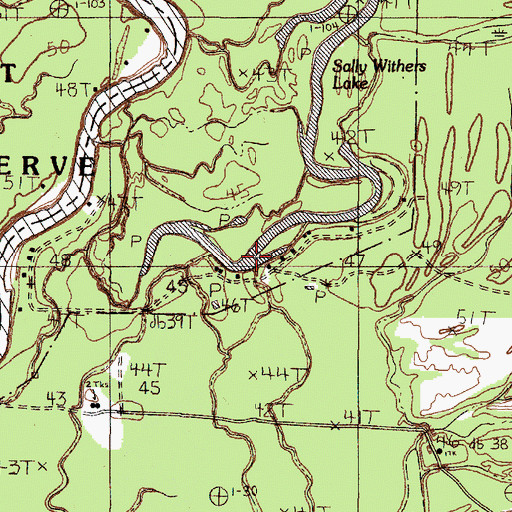Topographic Map of Sally Withers Lake, TX