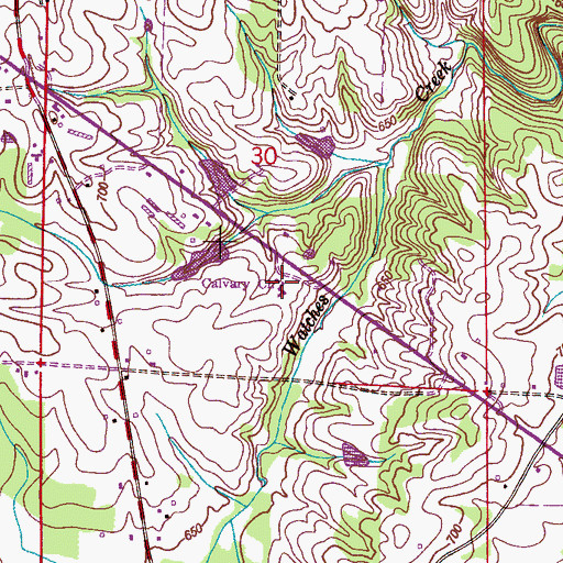 Topographic Map of Calvary Baptist Church, AL