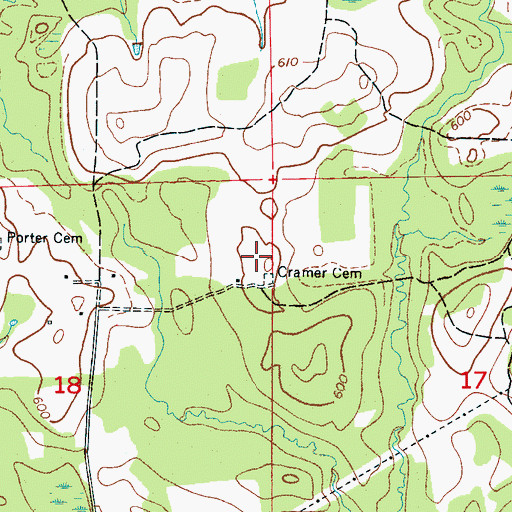 Topographic Map of Caney School (historical), AL